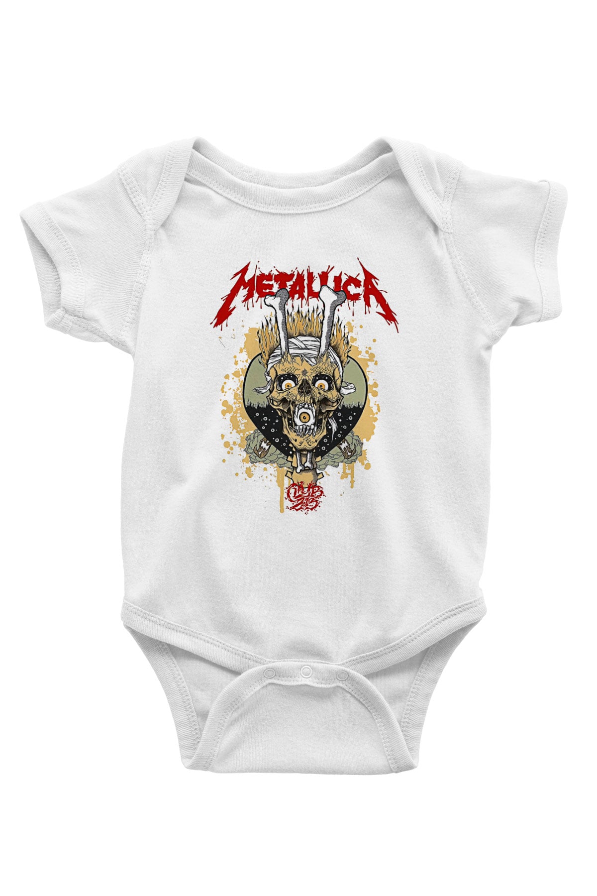 Metallica Baskılı Beyaz Unisex Bebek Body - Zıbın