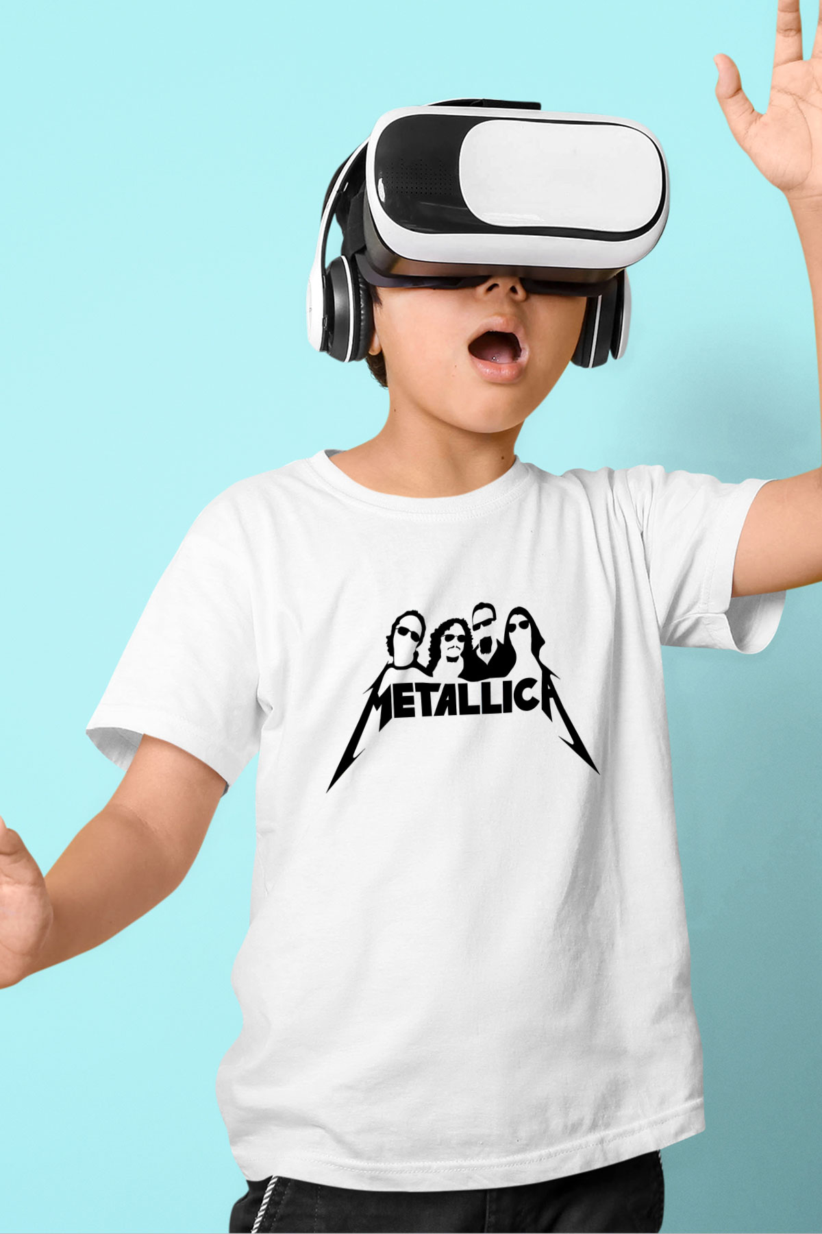 Metallica Baskılı Beyaz Unisex Beyaz Çocuk Tişört - Tshirt