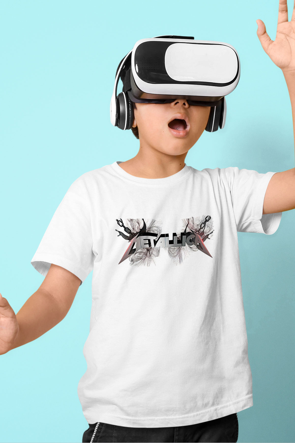 Metallica Baskılı Beyaz Unisex Beyaz Çocuk Tişört - Tshirt