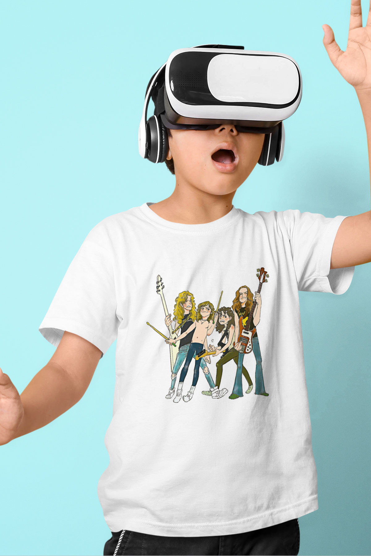 Metallica Baskılı Beyaz Unisex Beyaz Çocuk Tişört - Tshirt