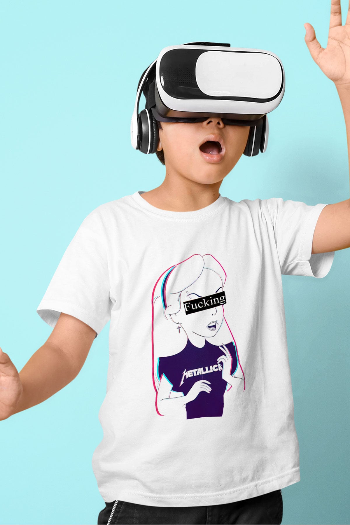 Metallica Baskılı Beyaz Unisex Çocuk Tişört