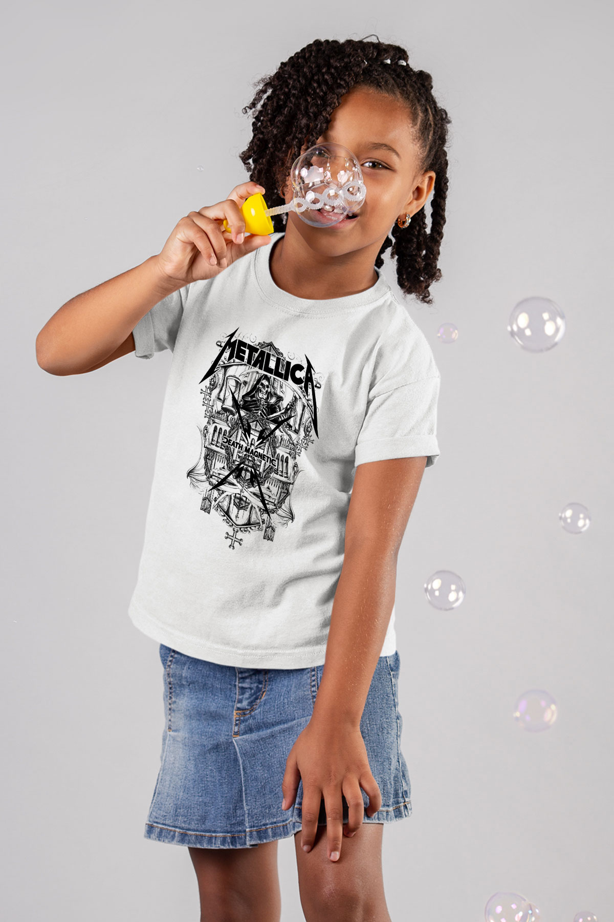 Metallica Baskılı Beyaz Unisex Çocuk Tişört
