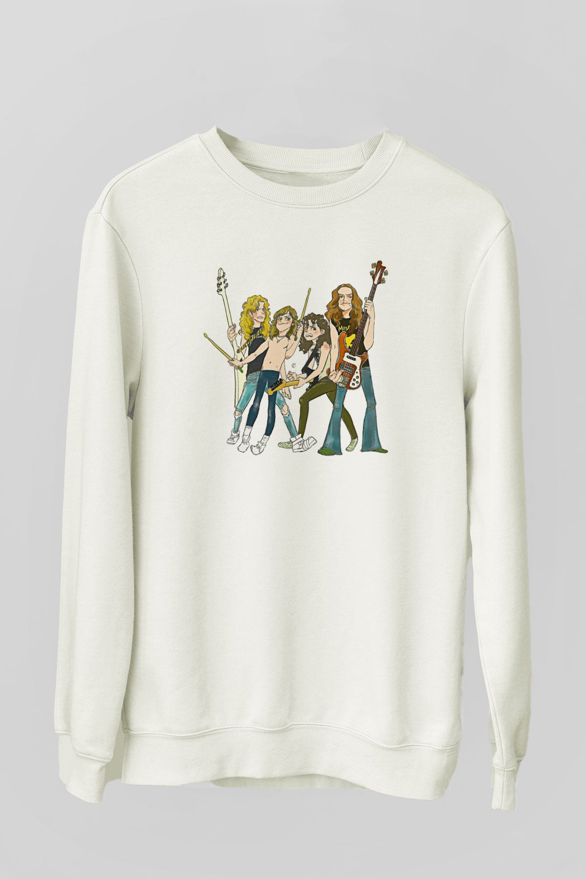 Metallica Baskılı Beyaz Unisex Sweatshirt