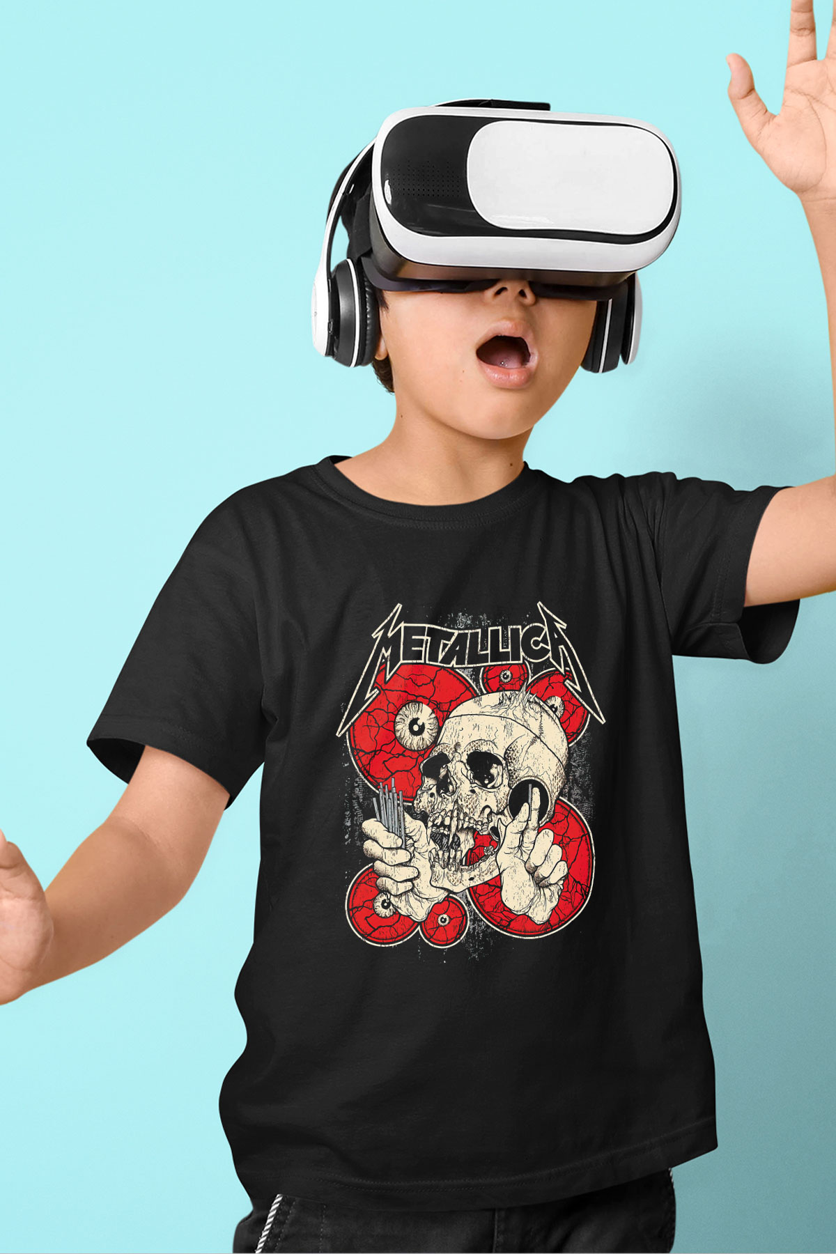 Metallica Baskılı Siyah Unisex Çocuk Tişört