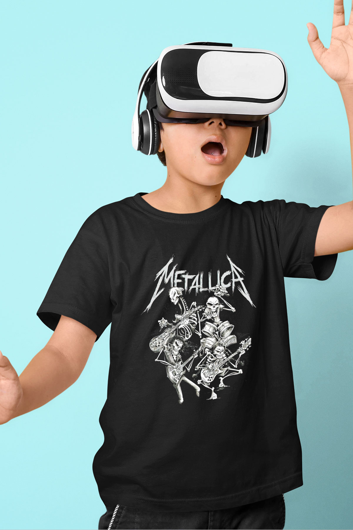 Metallica Baskılı Siyah Unisex Çocuk Tişört