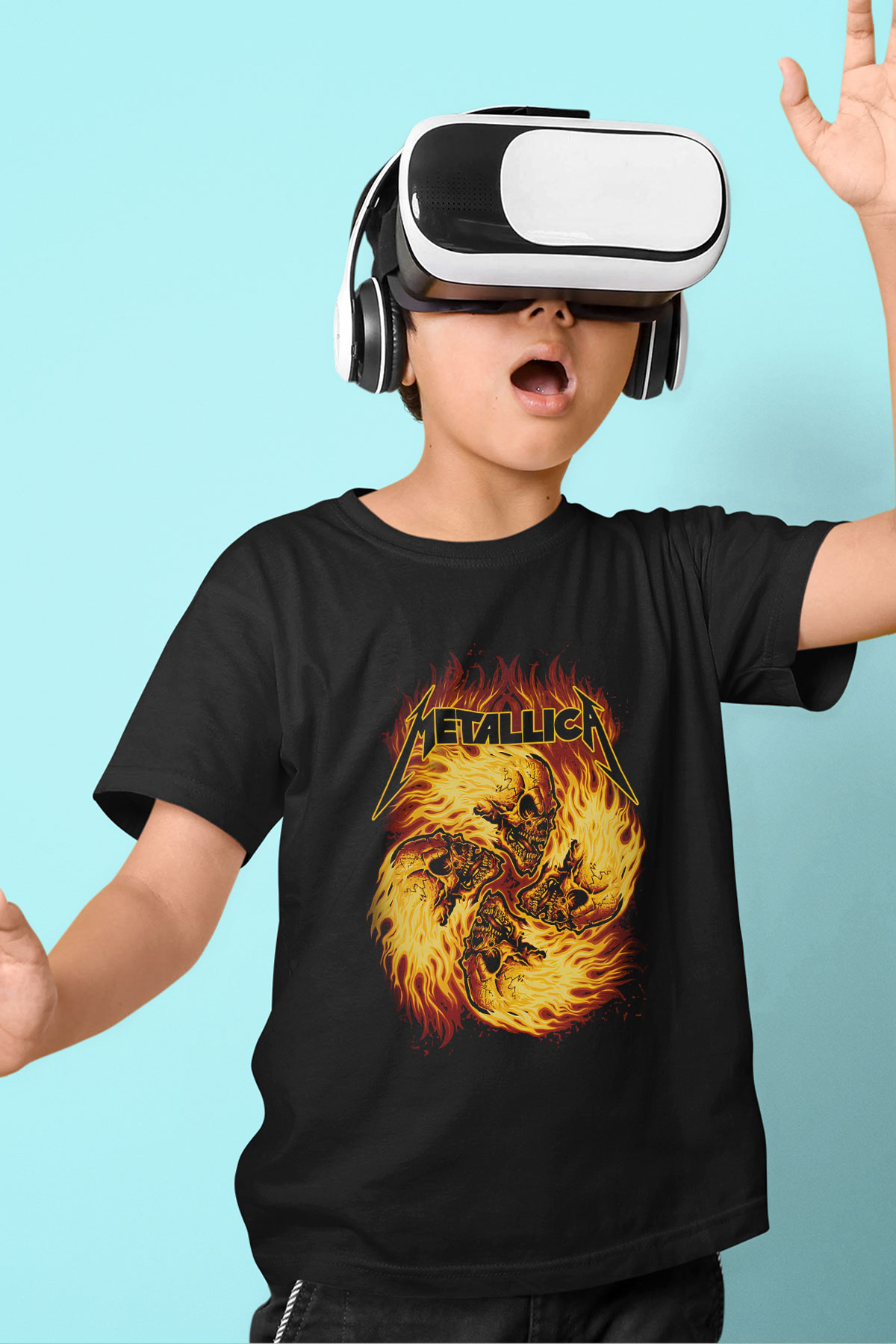 Metallica Baskılı Siyah Unisex Çocuk Tişört