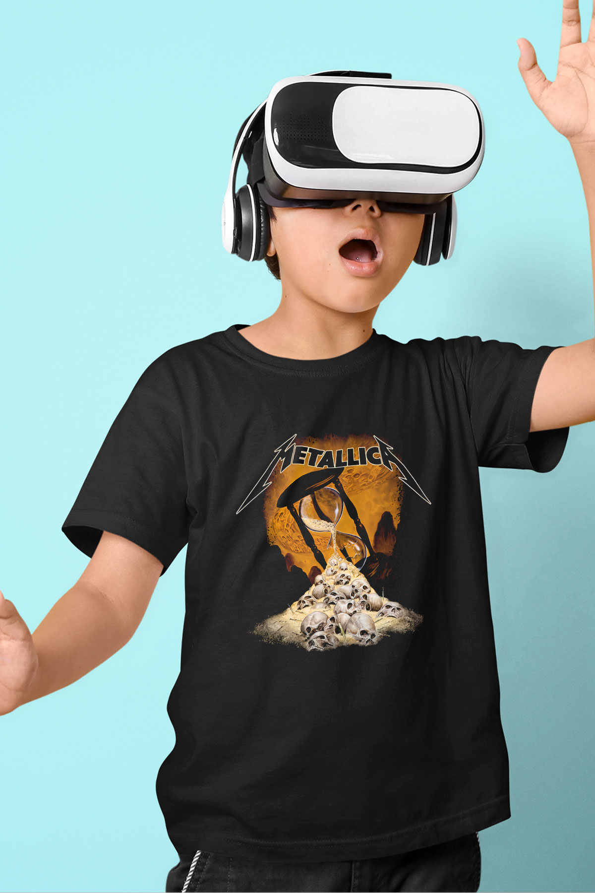 Metallica Baskılı Siyah Unisex Çocuk Tişört