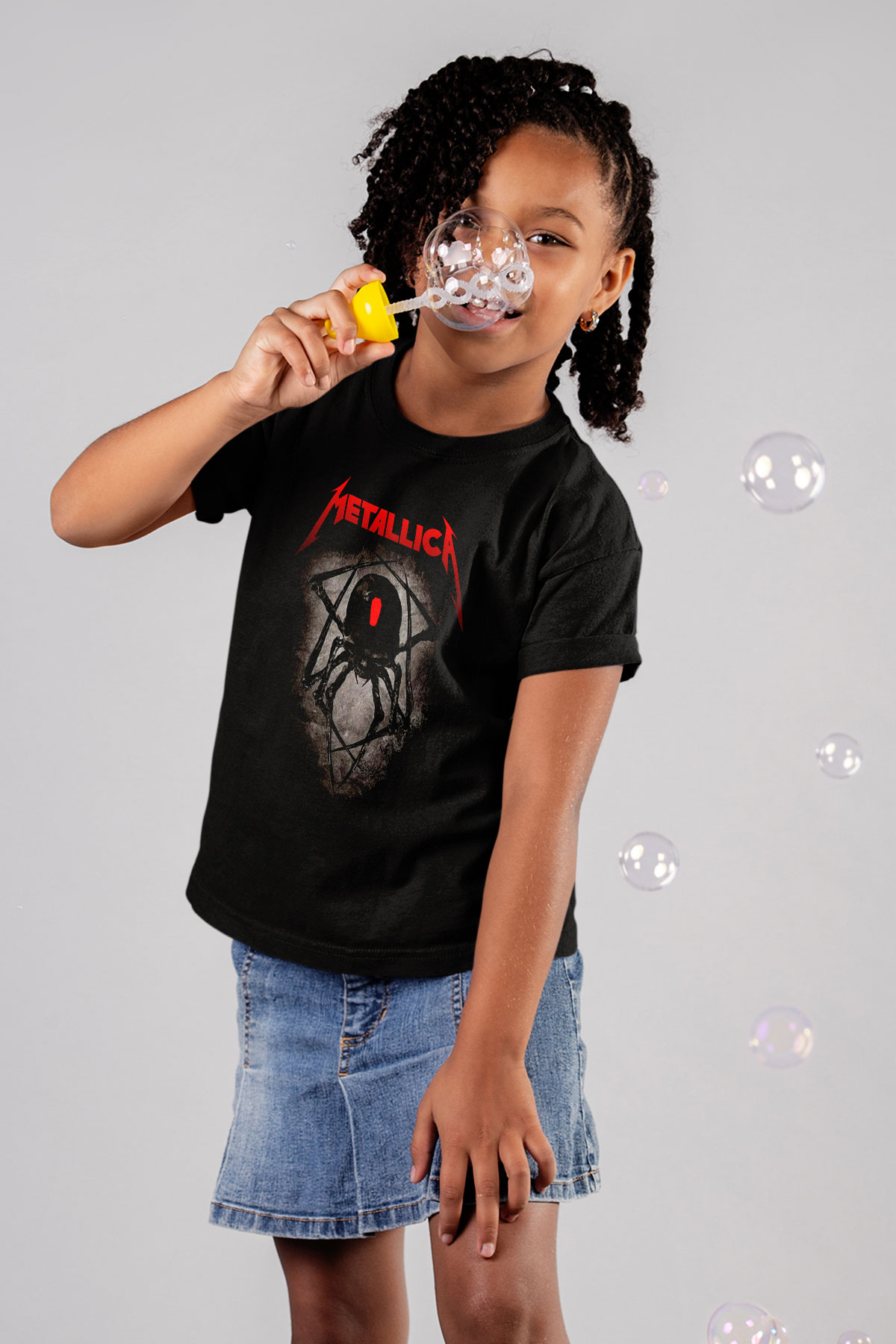 Metallica Baskılı Siyah Unisex Çocuk Tişört