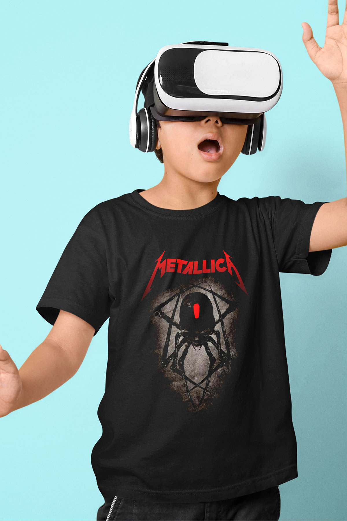 Metallica Baskılı Siyah Unisex Çocuk Tişört