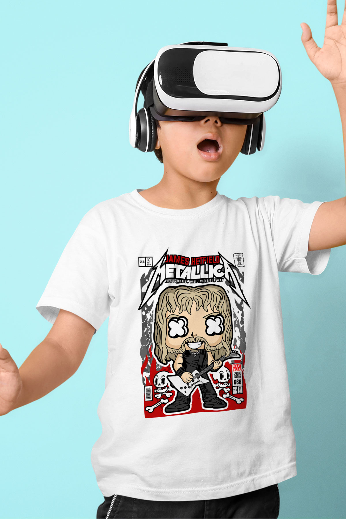 Metallica  Baskılı Unisex Beyaz Çocuk Tişört