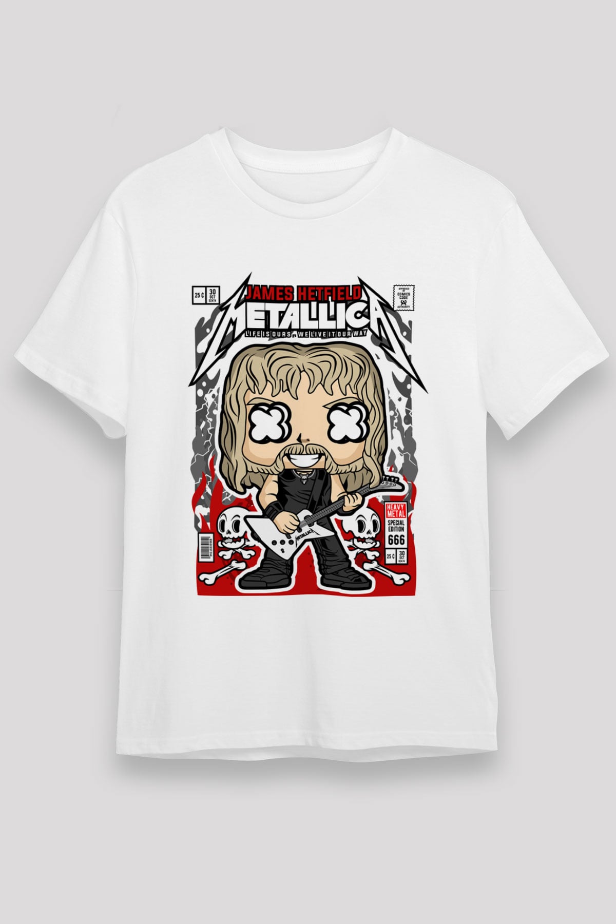 Metallica  Baskılı Unisex Beyaz Tişört