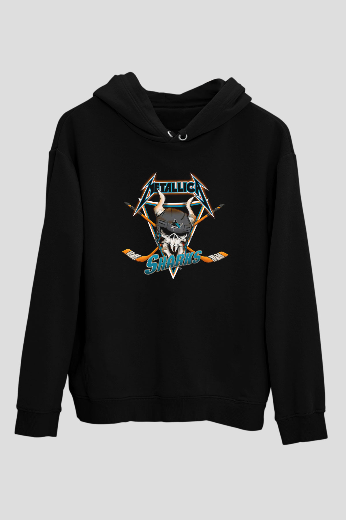 Metallica Baskılı Unisex Siyah Kapüşonlu Sweatshirt
