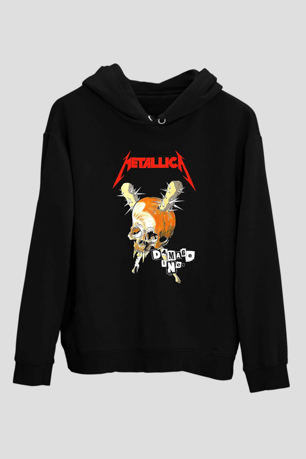 Metallica Baskılı Unisex Siyah Kapüşonlu Sweatshirt
