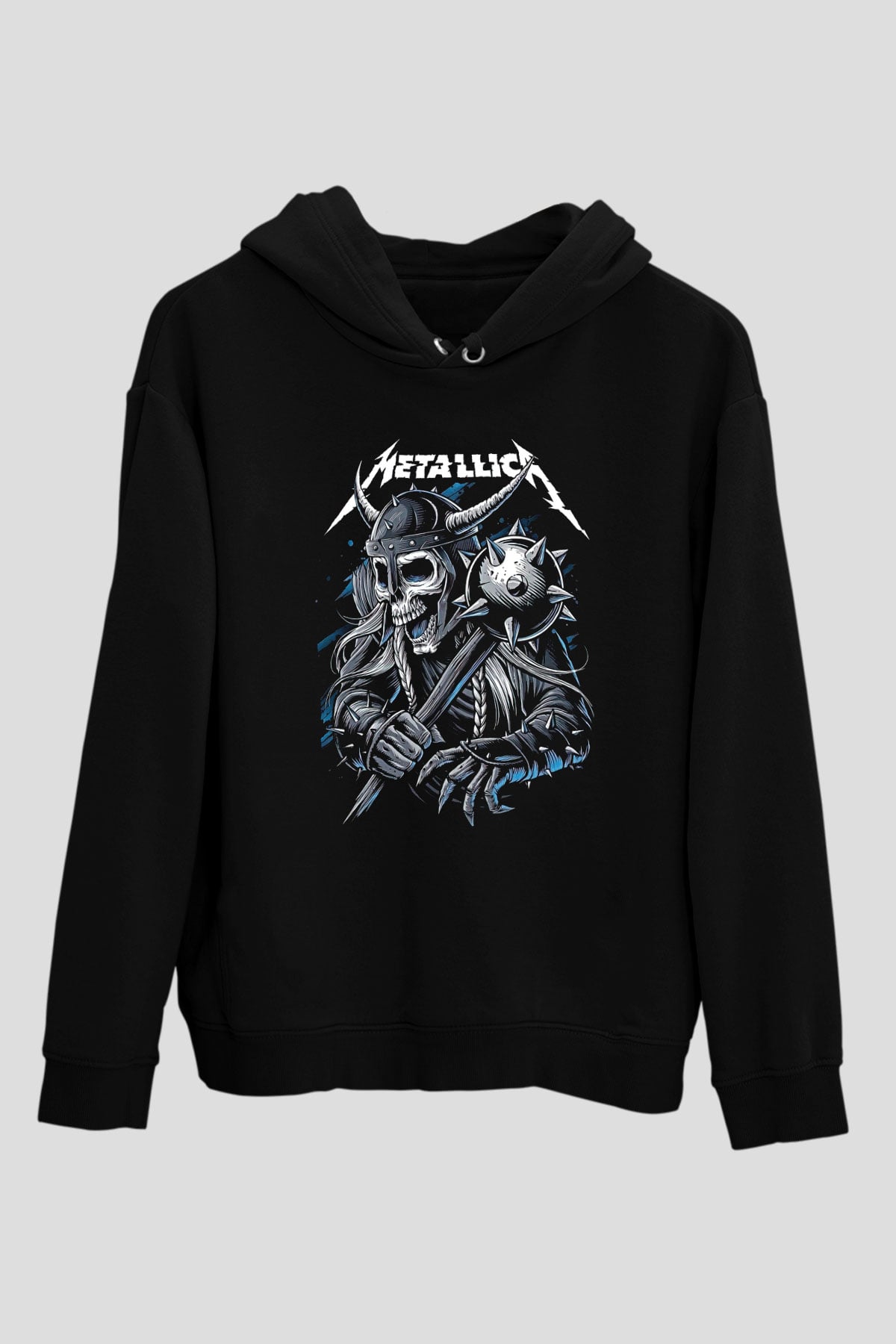 Metallica Baskılı Unisex Siyah Kapüşonlu Sweatshirt