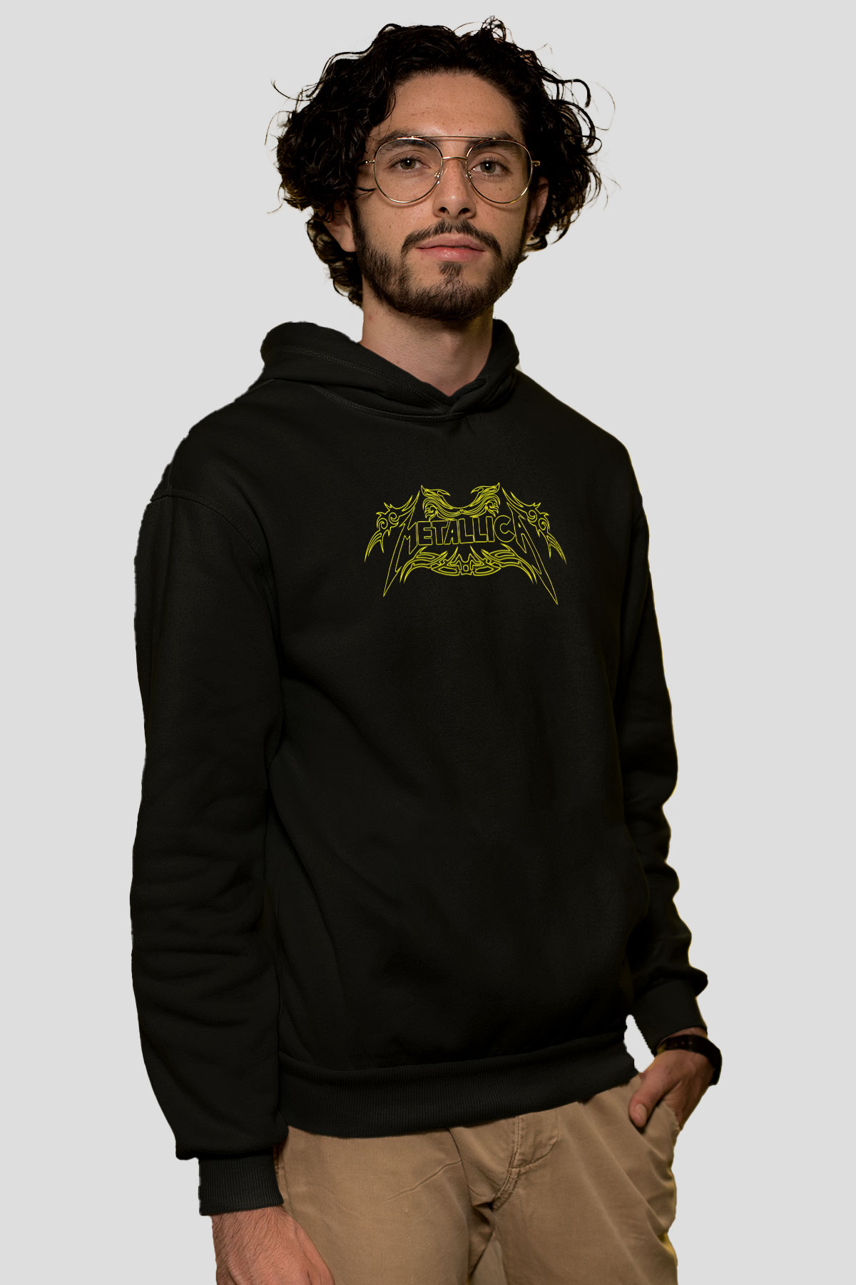 Metallica Baskılı Unisex Siyah Kapüşonlu Sweatshirt