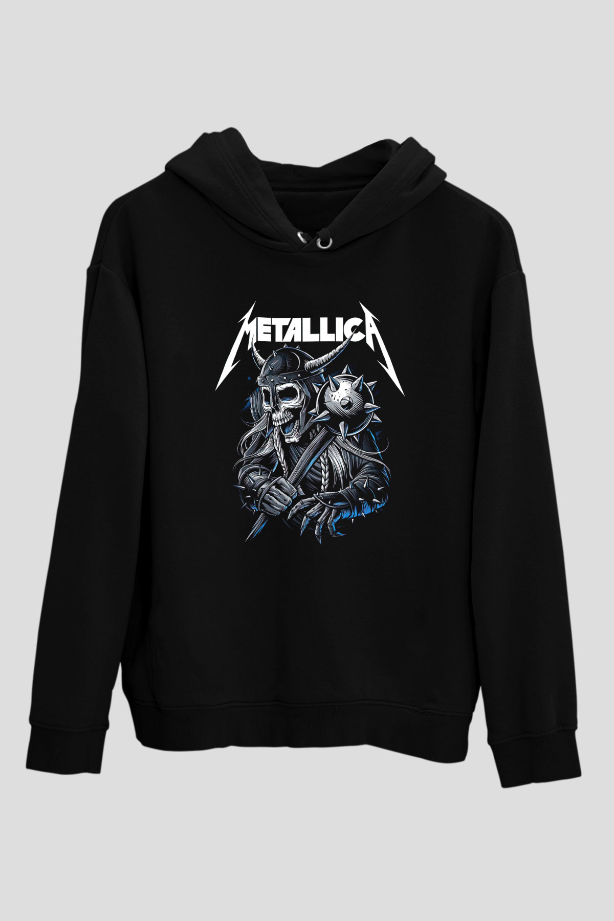 Metallica Baskılı Unisex Siyah Kapüşonlu Sweatshirt
