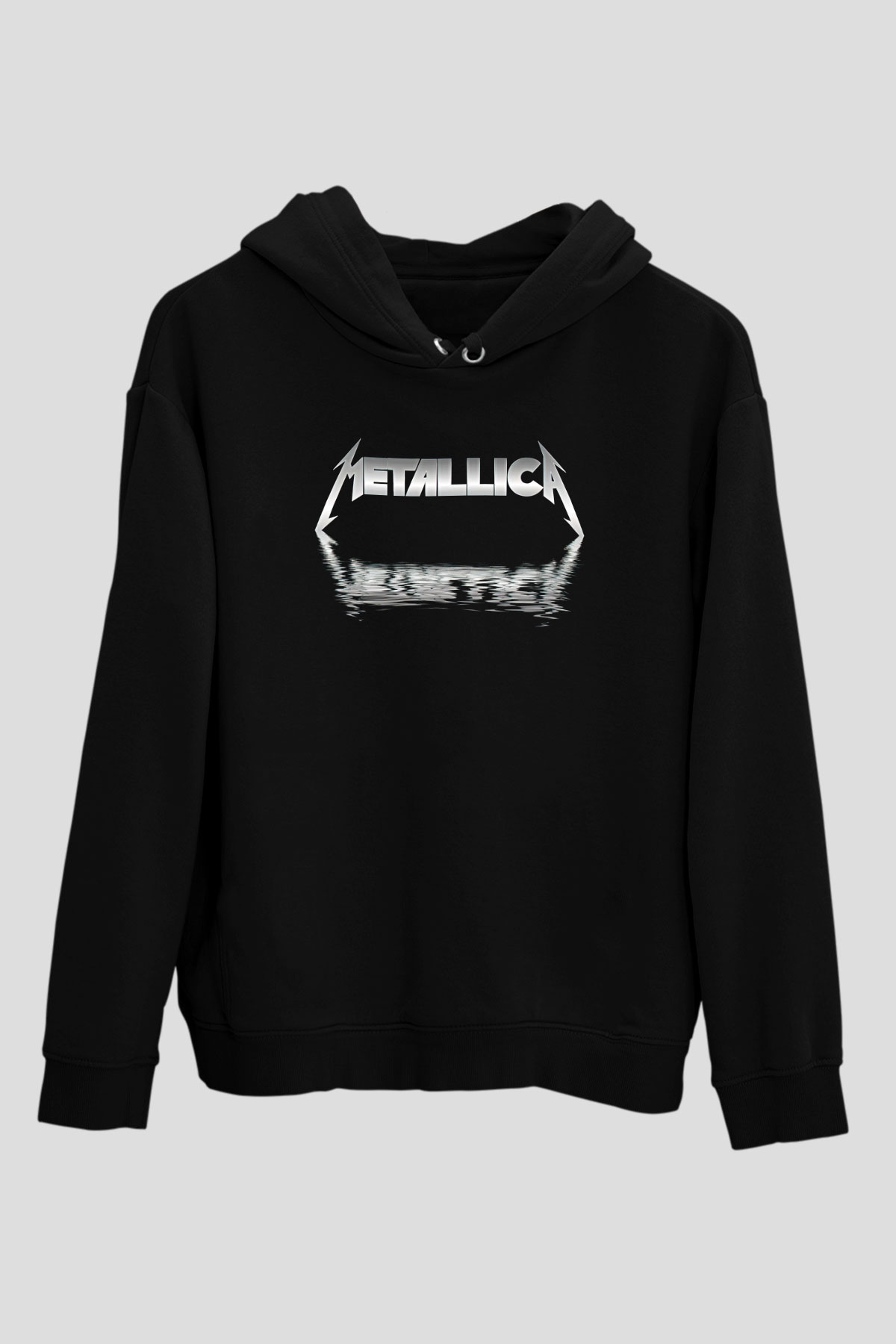 Metallica Baskılı Unisex Siyah Kapüşonlu Sweatshirt