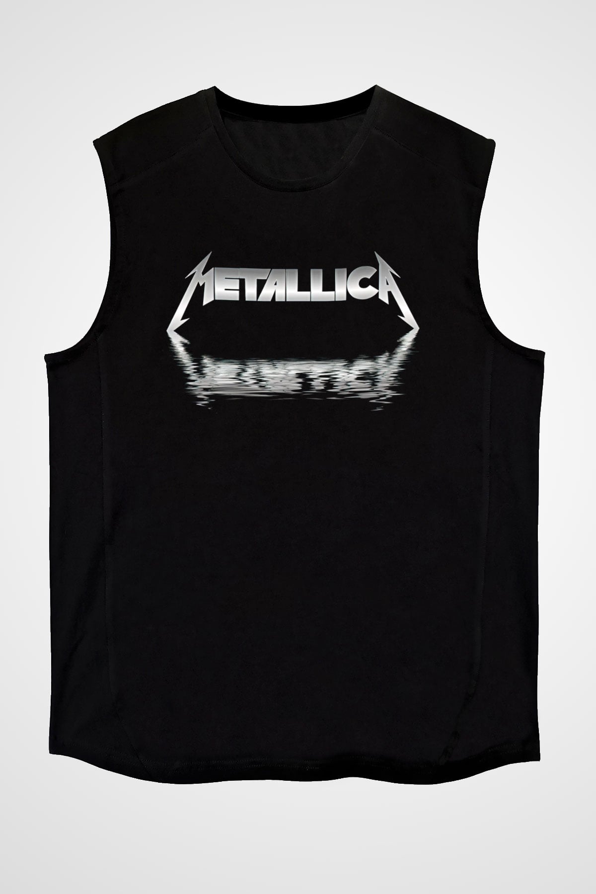 Metallica Baskılı Unisex Siyah Kolsuz Tişört - Tshirt