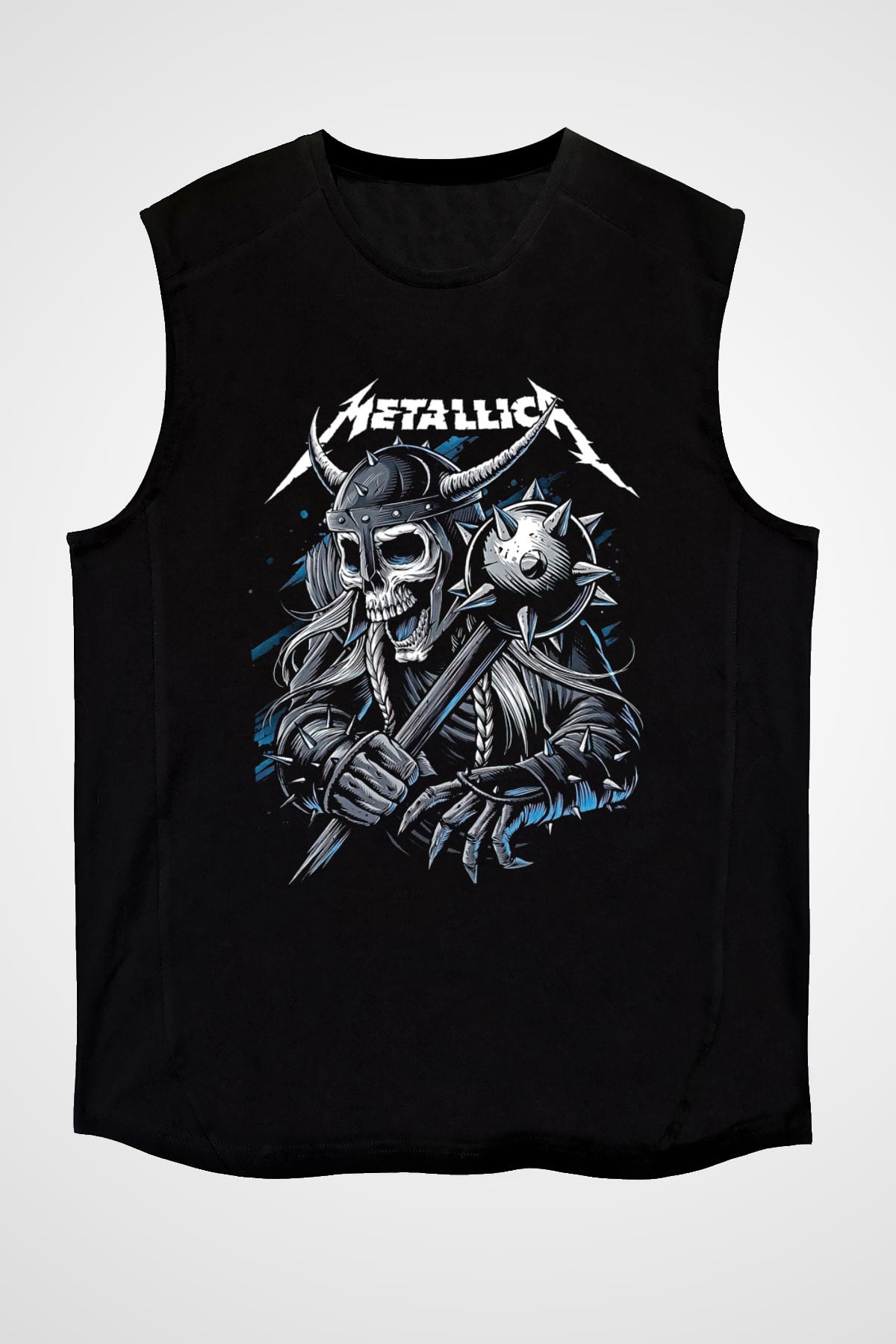 Metallica Baskılı Unisex Siyah Kolsuz Tişört - Tshirt