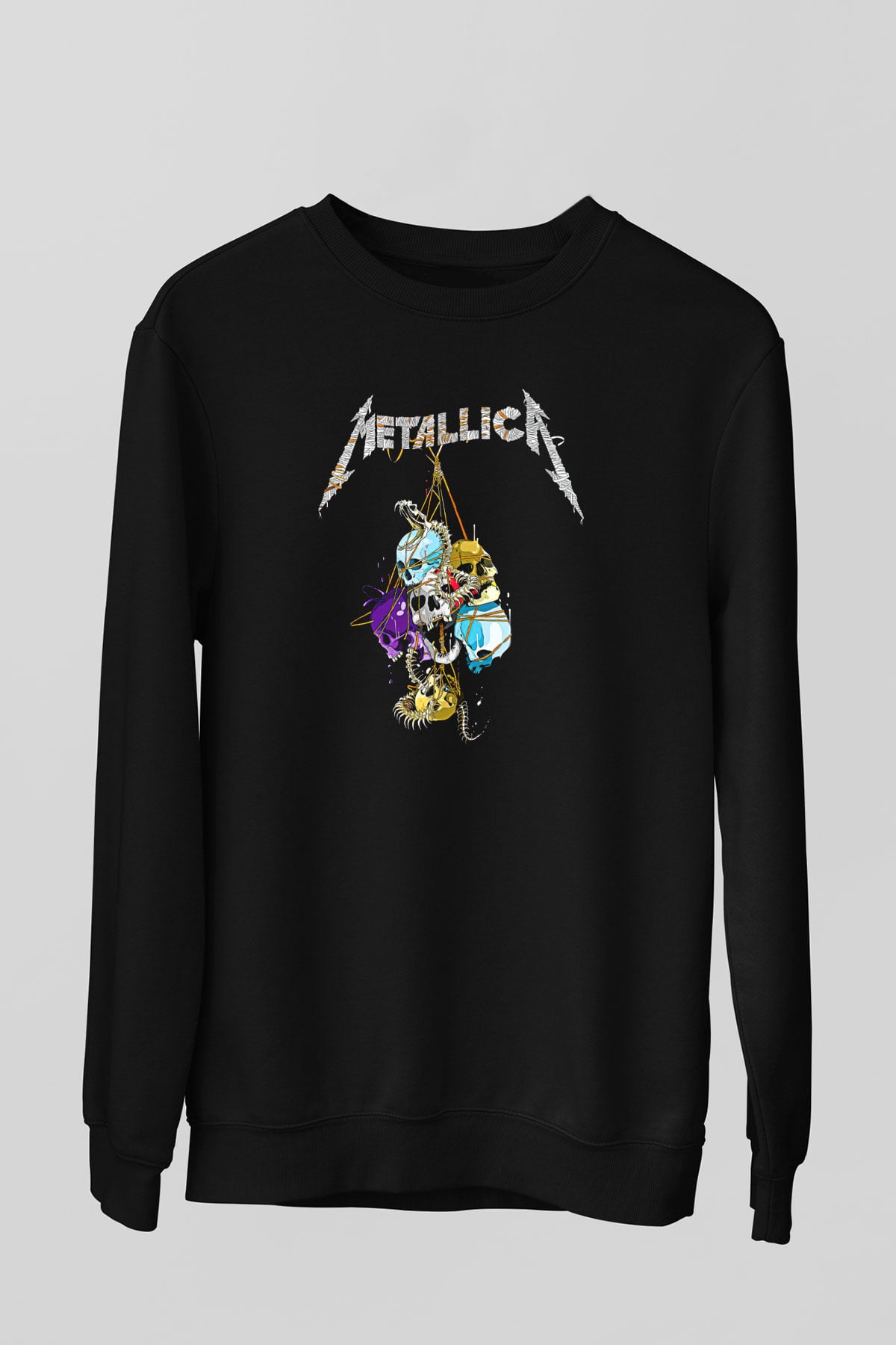 Metallica Baskılı Unisex Siyah Sweatshirt