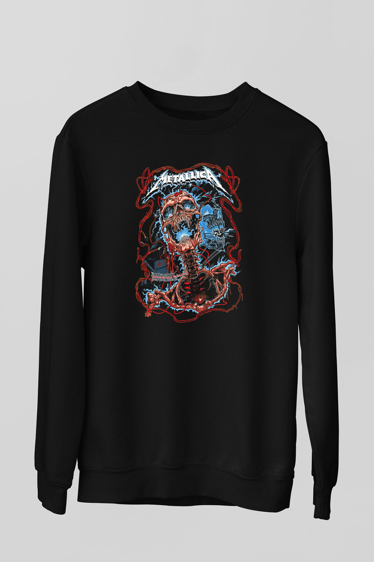 Metallica Baskılı Unisex Siyah Sweatshirt