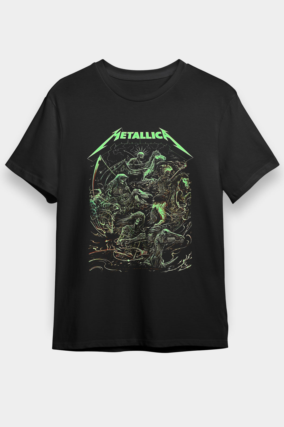 Metallica Baskılı Unisex Siyah Tişört - Tshirt