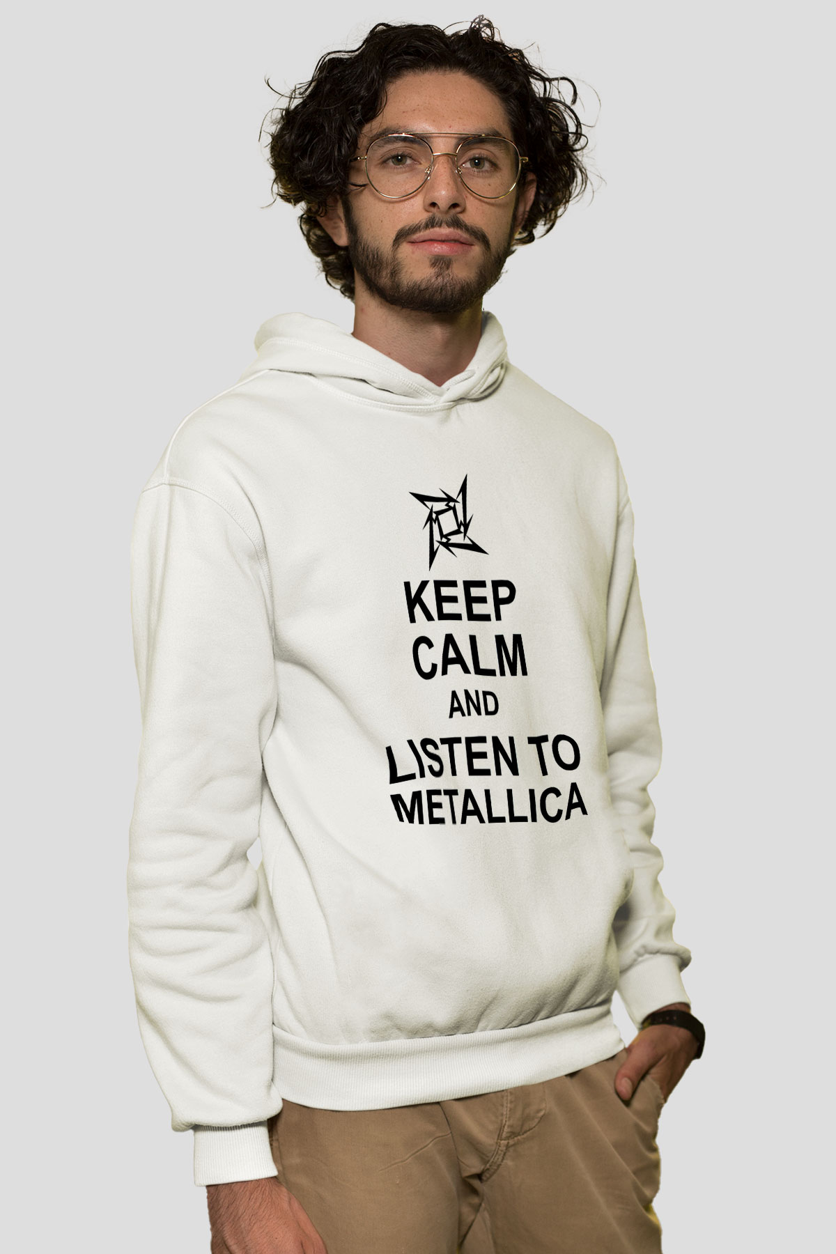 Metallica Beyaz Unisex Kapşonlu Sweatshirt