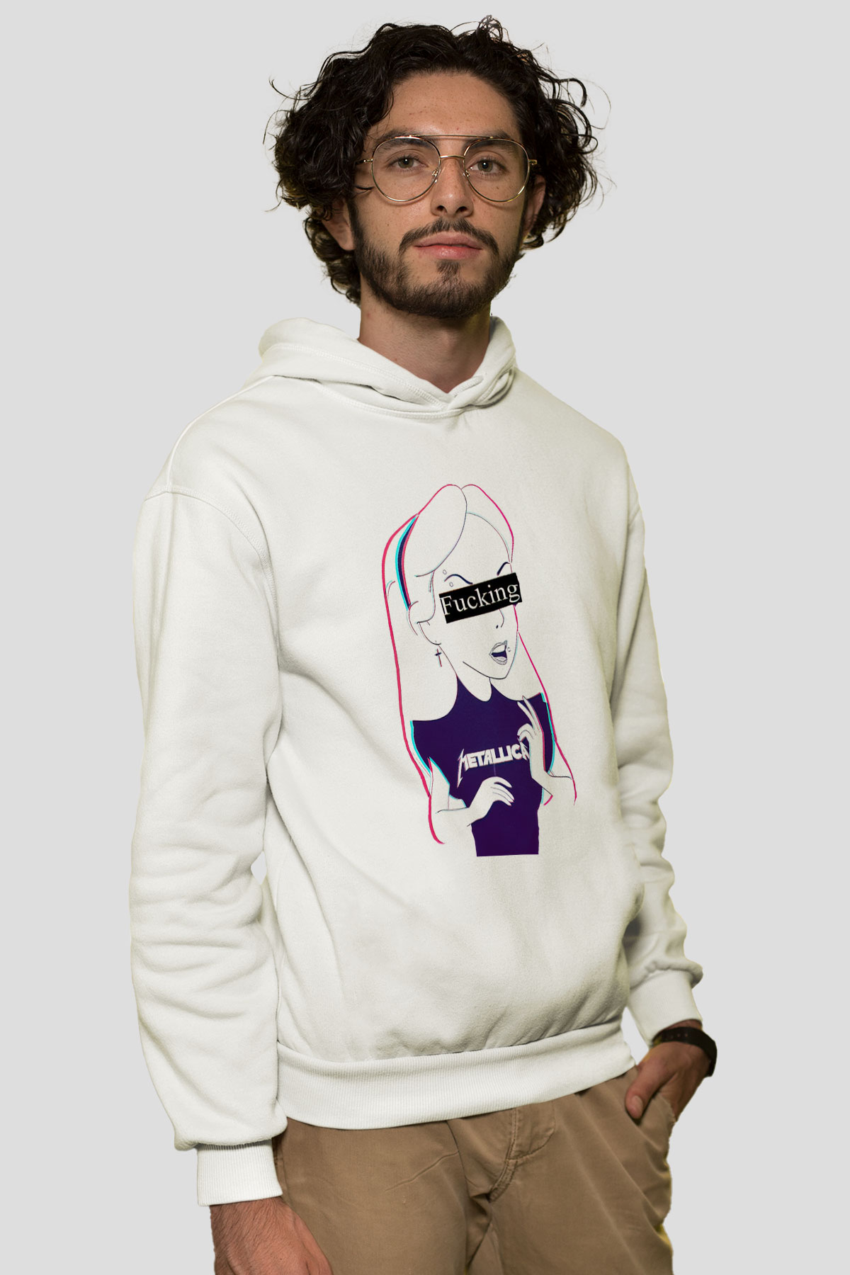 Metallica Beyaz Unisex Kapşonlu Sweatshirt