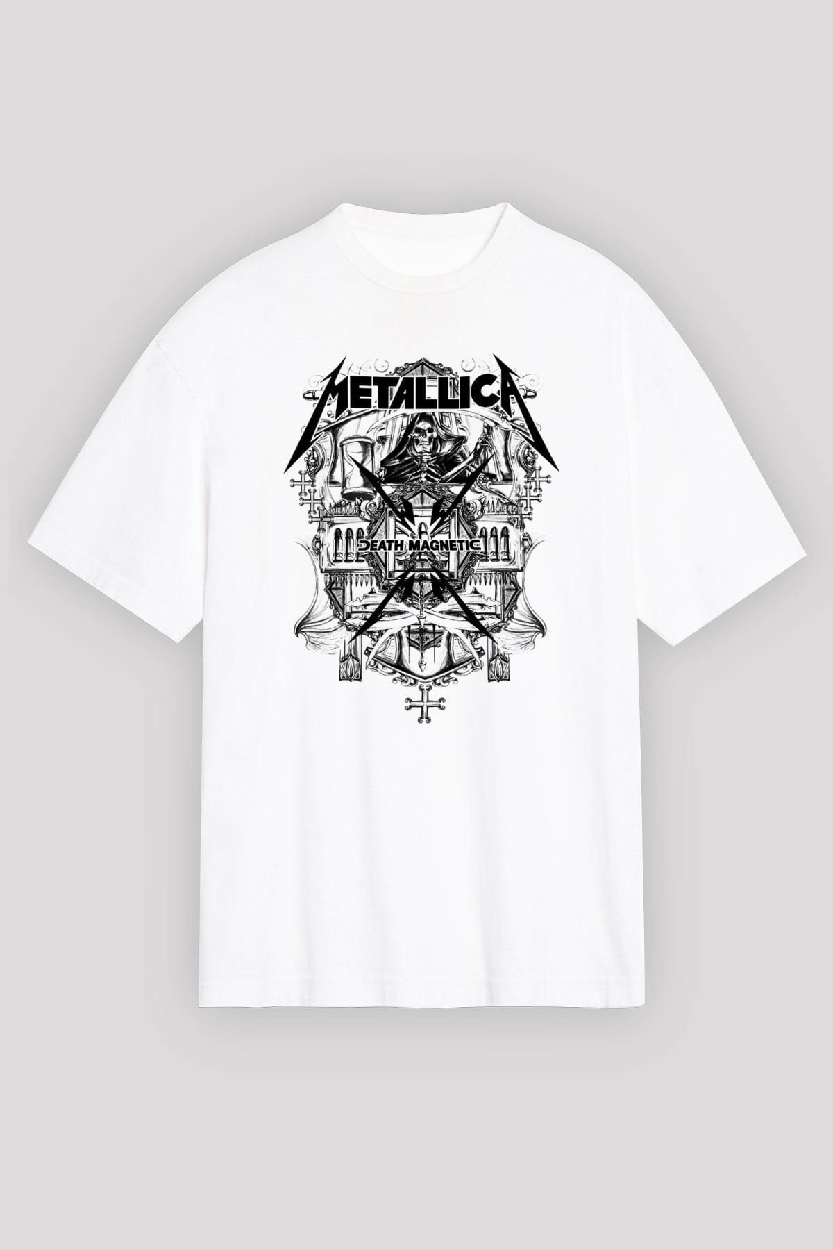 Metallica Beyaz Unisex Oversize Tişört T-Shirt
