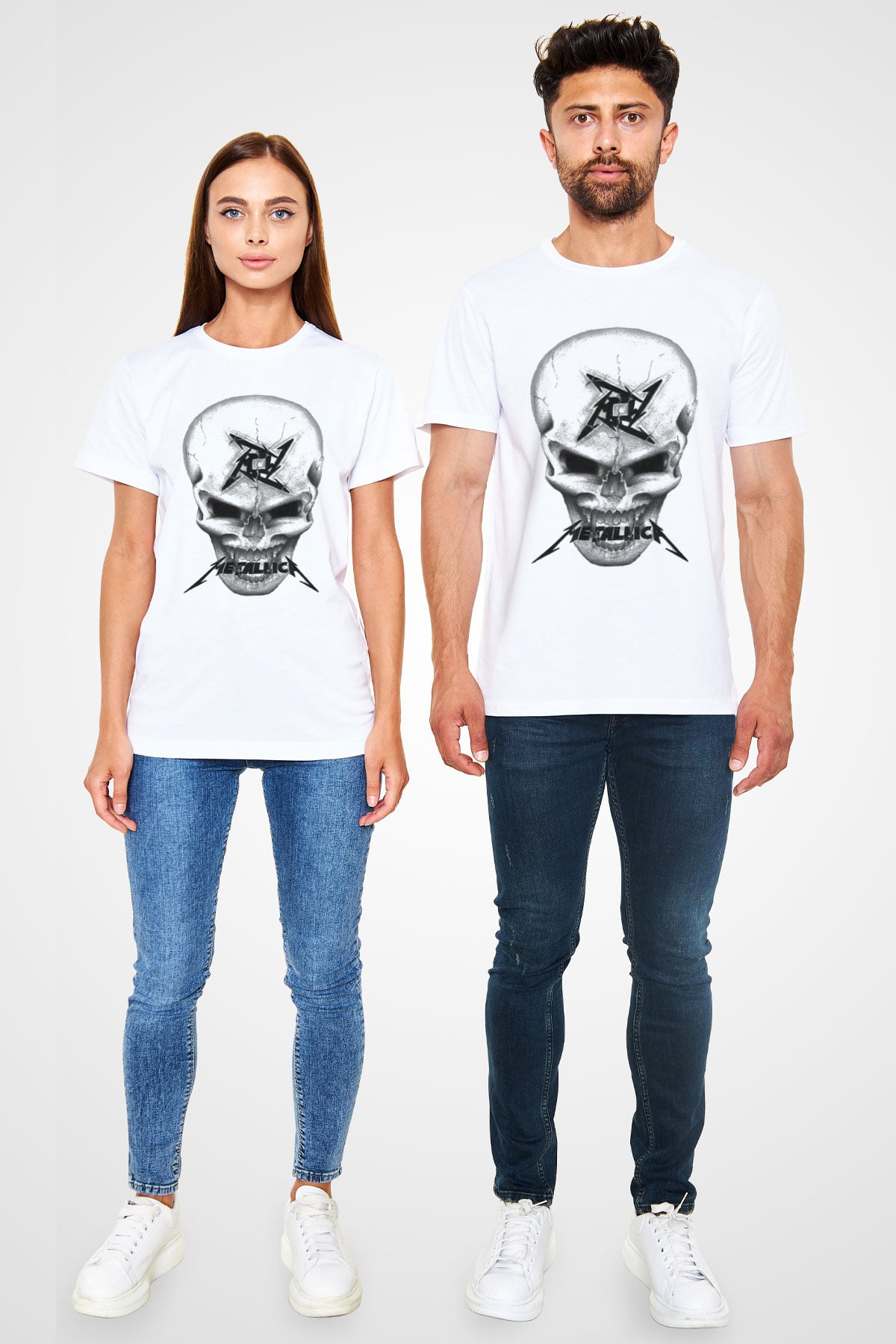 Metallica Beyaz Unisex Tişört T-Shirt - TişörtFabrikası