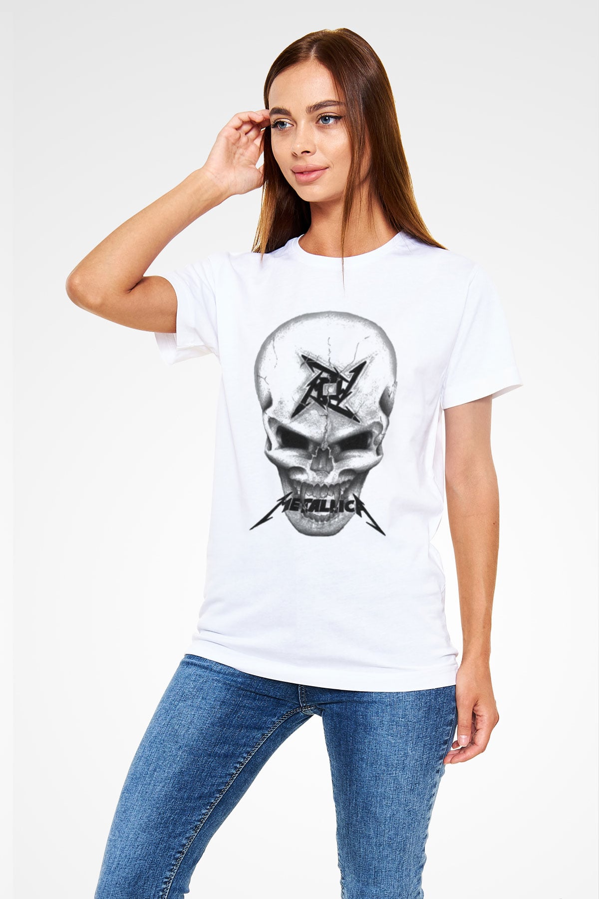Metallica Beyaz Unisex Tişört T-Shirt - TişörtFabrikası
