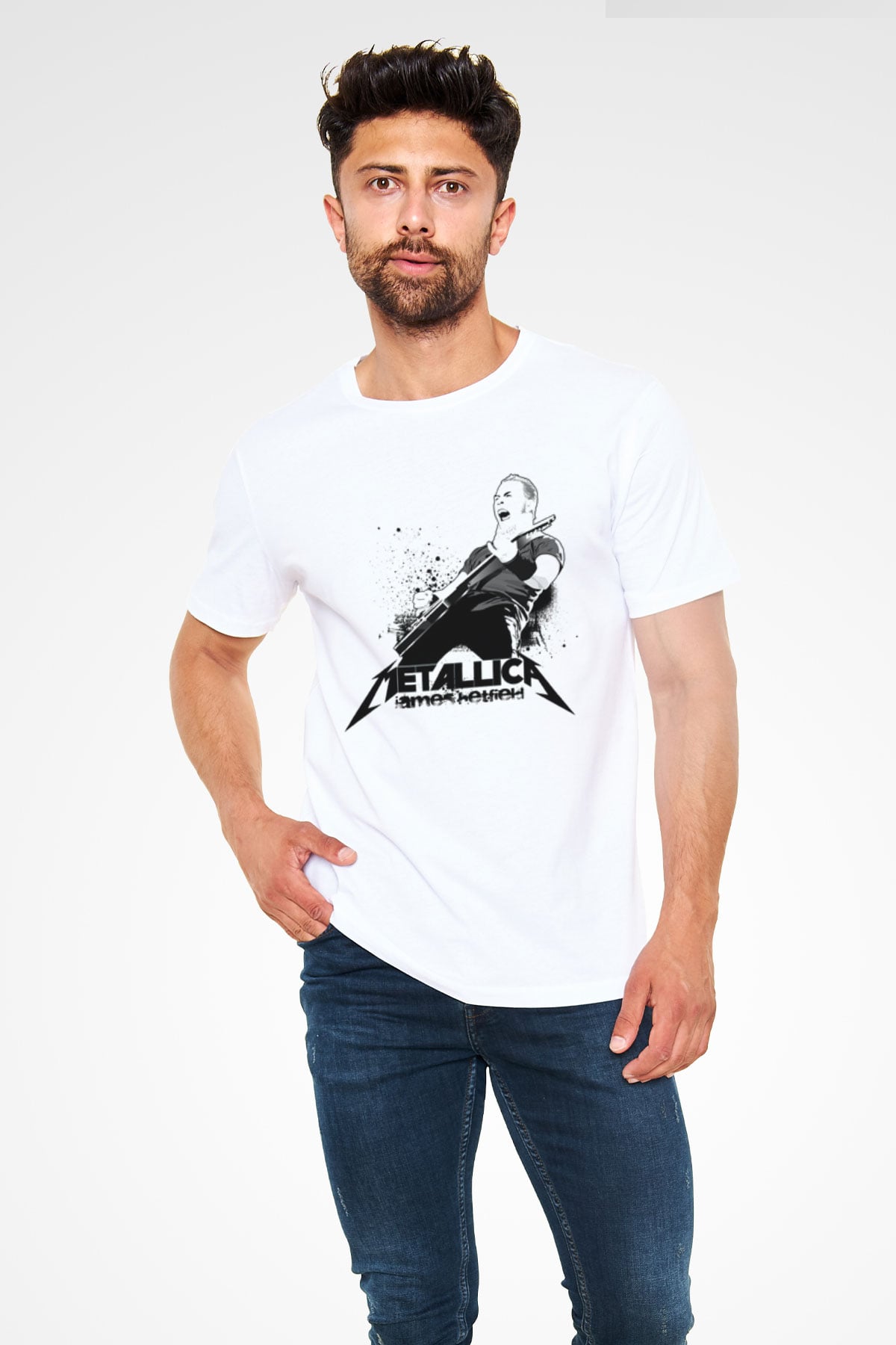 Metallica Beyaz Unisex Tişört T-Shirt - TişörtFabrikası