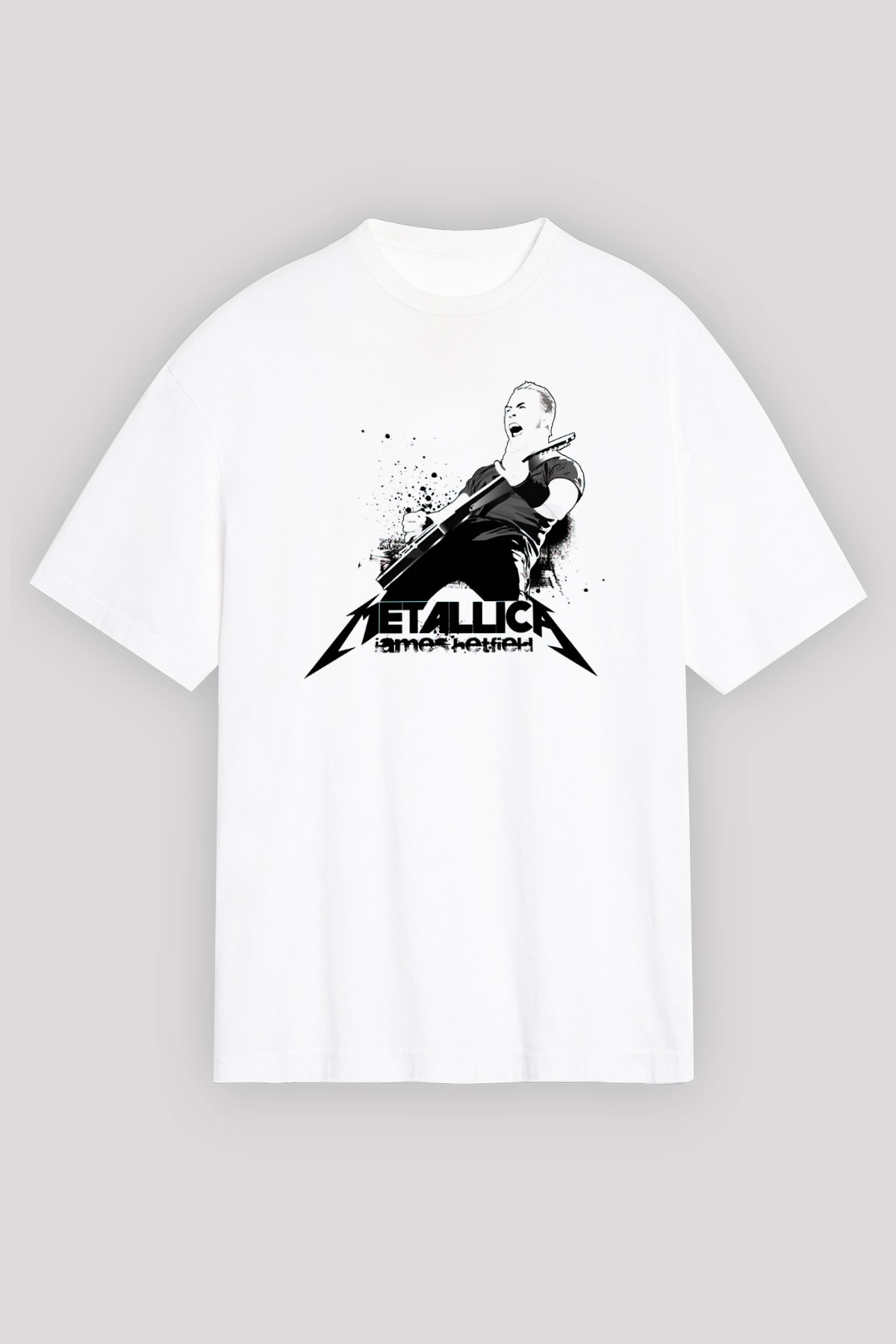 Metallica James Hetfield Beyaz Unisex Oversize Tişört T-Shirt