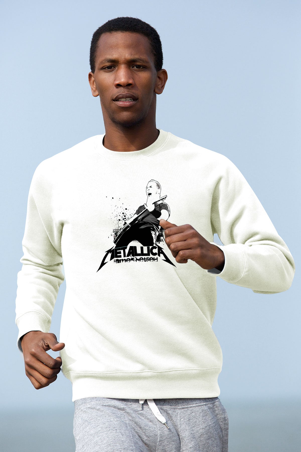 Metallica James Hetfield Beyaz Unisex Sweatshirt