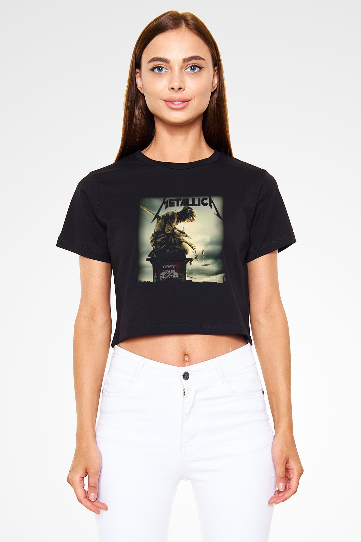 Metallica Siyah Crop Top Tişört