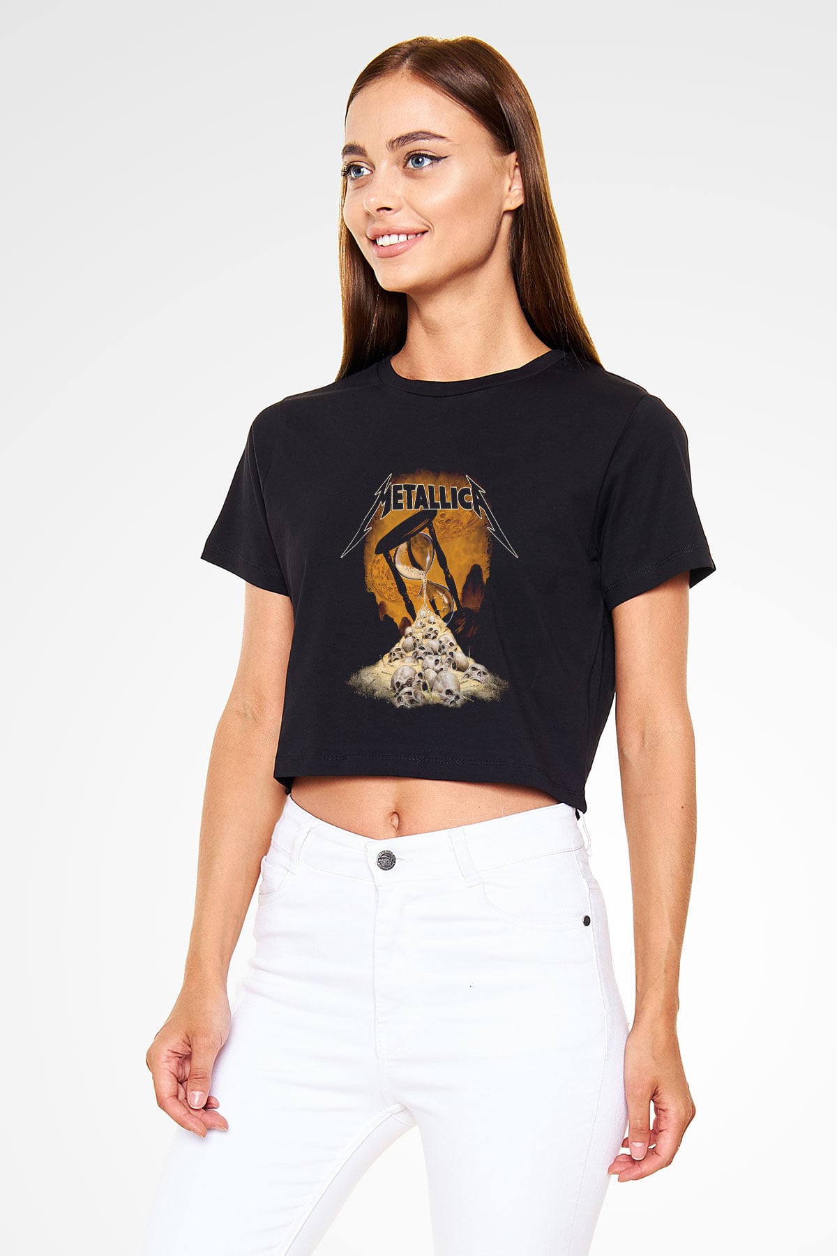 Metallica Siyah Crop Top Tişört