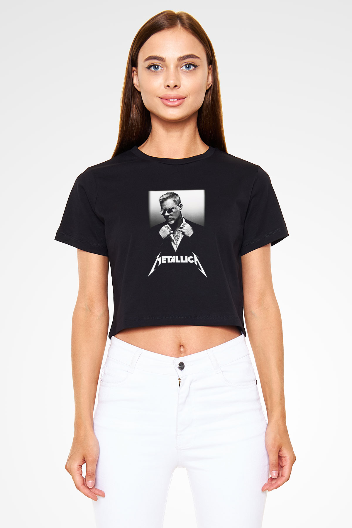 Metallica Siyah Crop Top Tişört