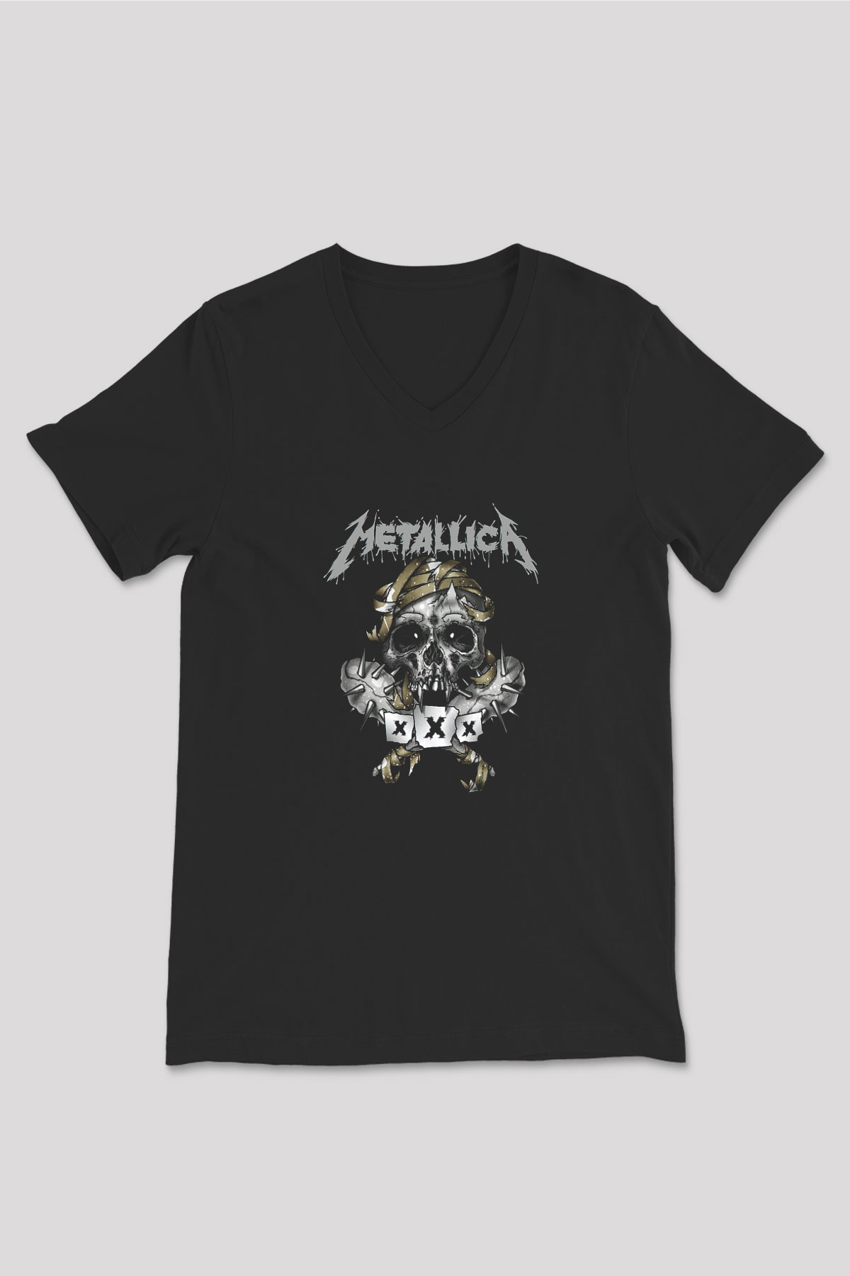 Metallica Siyah Unisex V Yaka Tişört T-Shirt