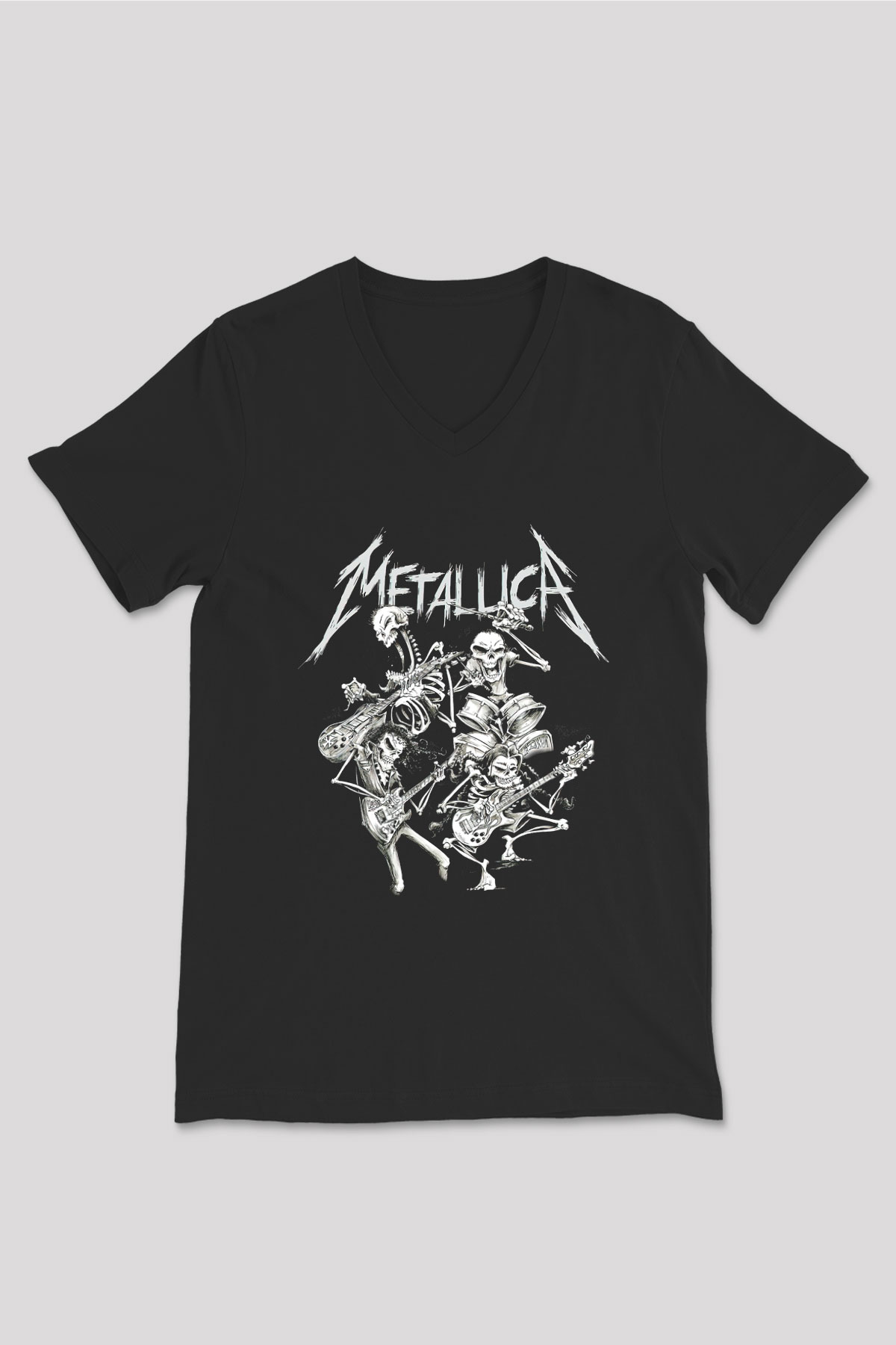 Metallica Siyah Unisex V Yaka Tişört T-Shirt