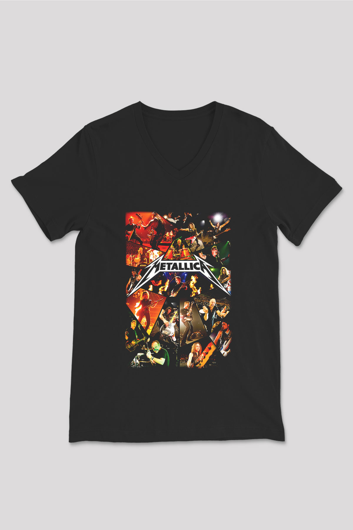 Metallica Siyah Unisex V Yaka Tişört T-Shirt