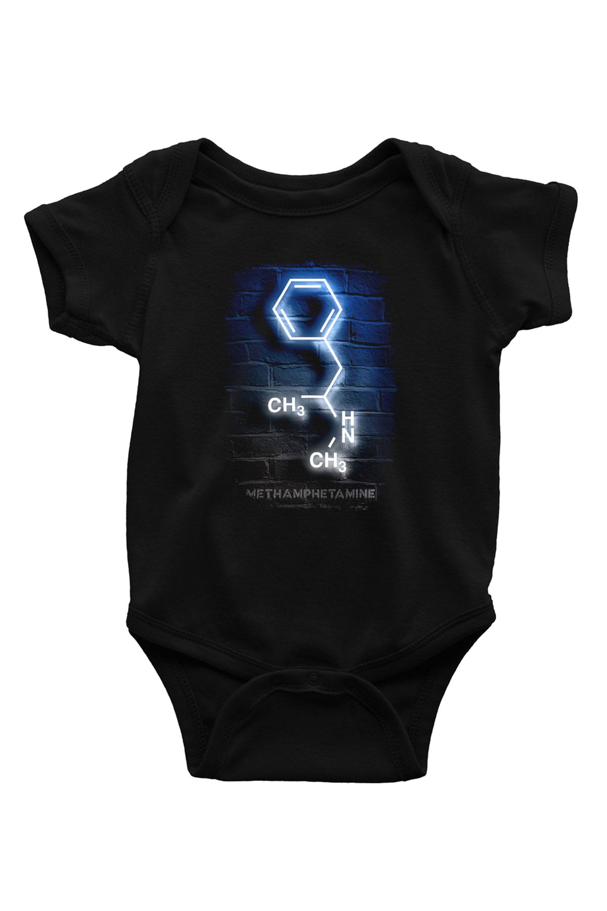 Metamfetamin Molekül Neon Baskılı Unisex  Siyah Bebek Body - Zıbın