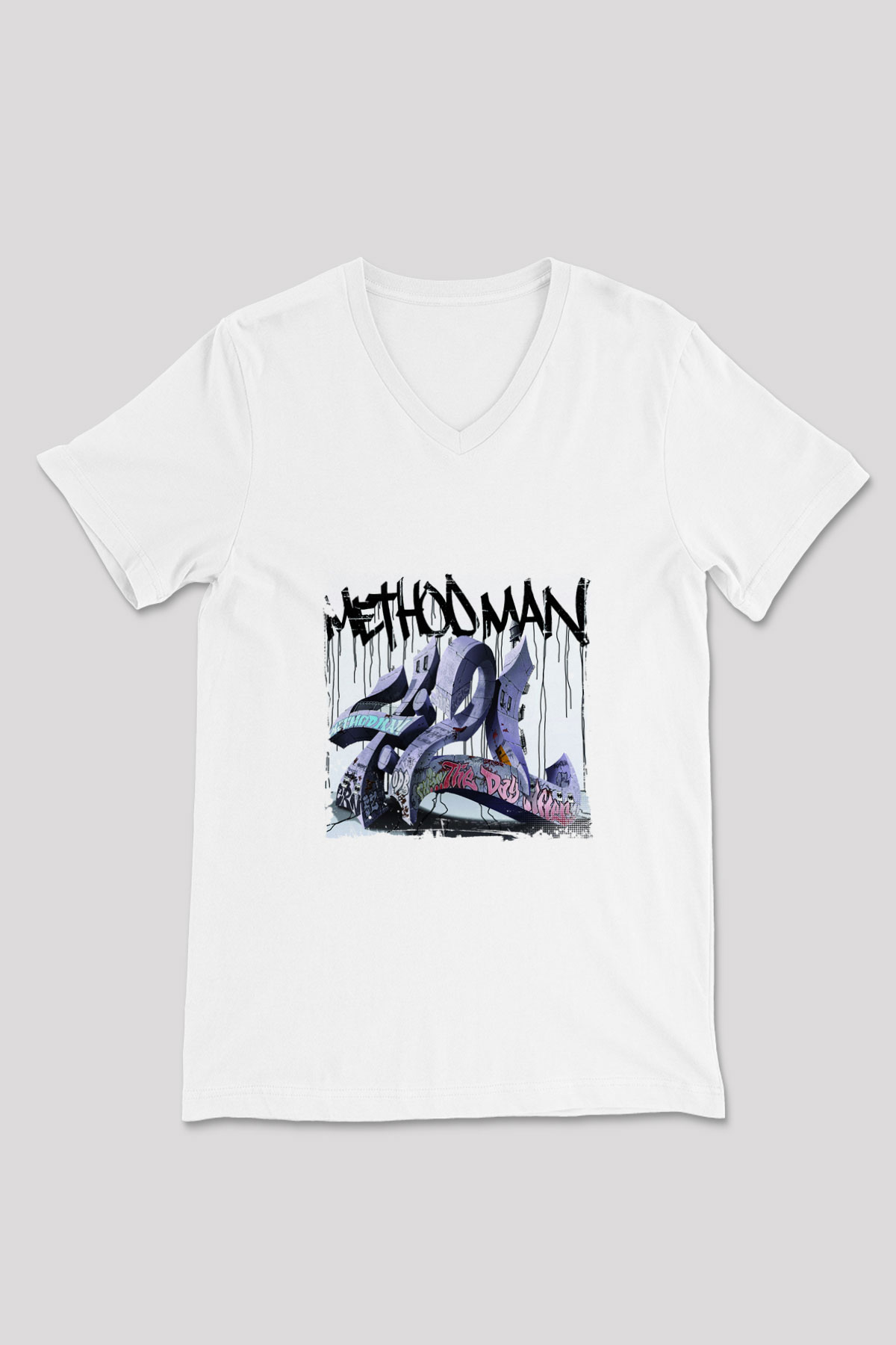 Method Man Baskılı Beyaz V Yaka Unisex Tişört