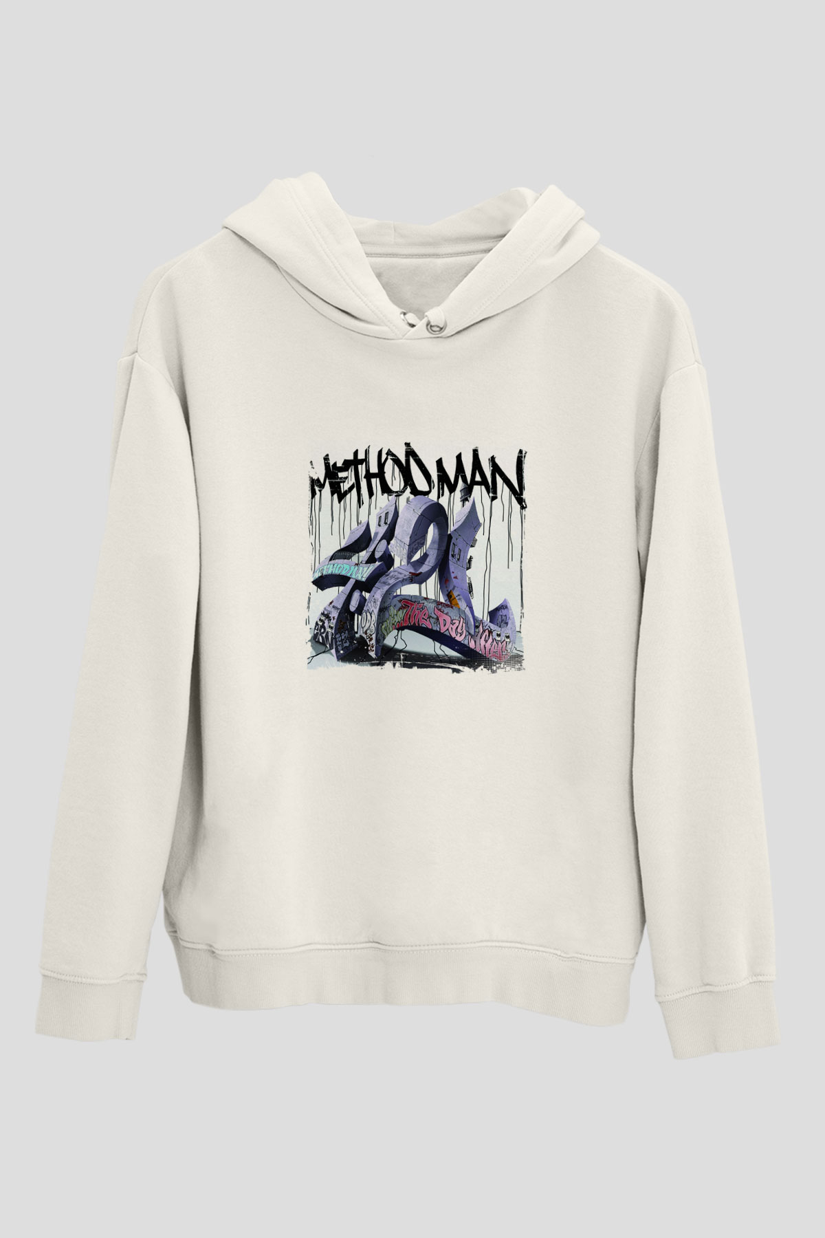 Method Man Baskılı Unisex Beyaz Kapüşonlu Sweatshirt