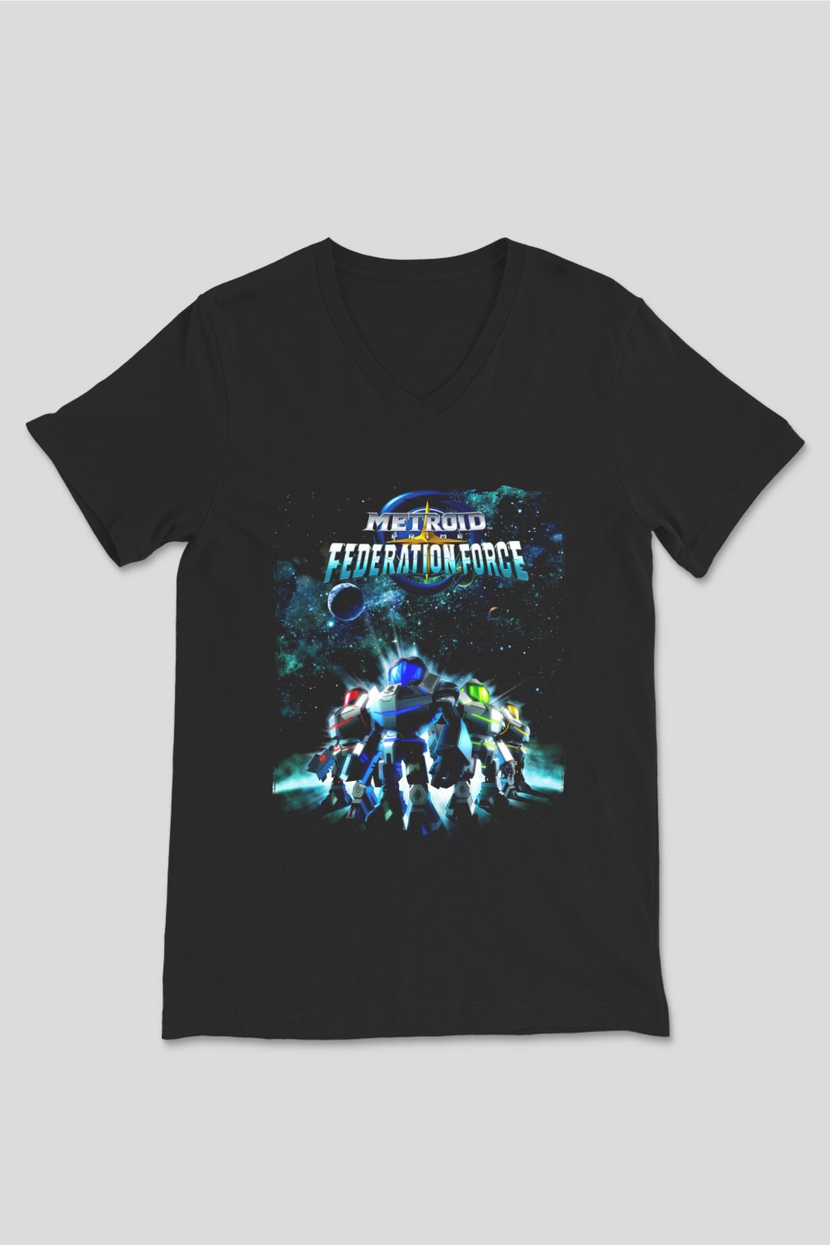 Metroid Prime Siyah Unisex V Yaka Tişört