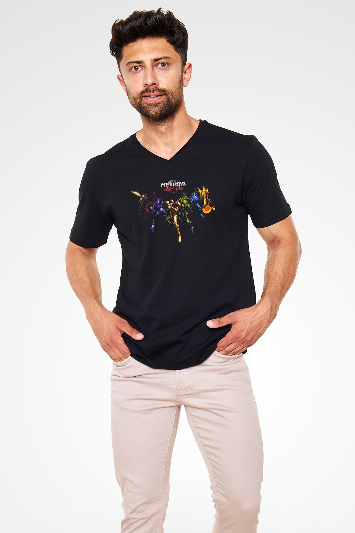 Metroid Prime Siyah Unisex V Yaka Tişört