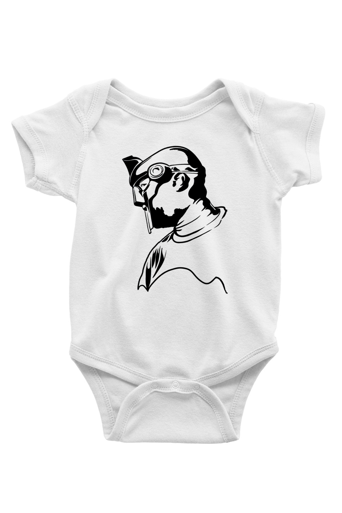 Mf Doom Baskılı Beyaz Unisex Bebek Body - Zıbın