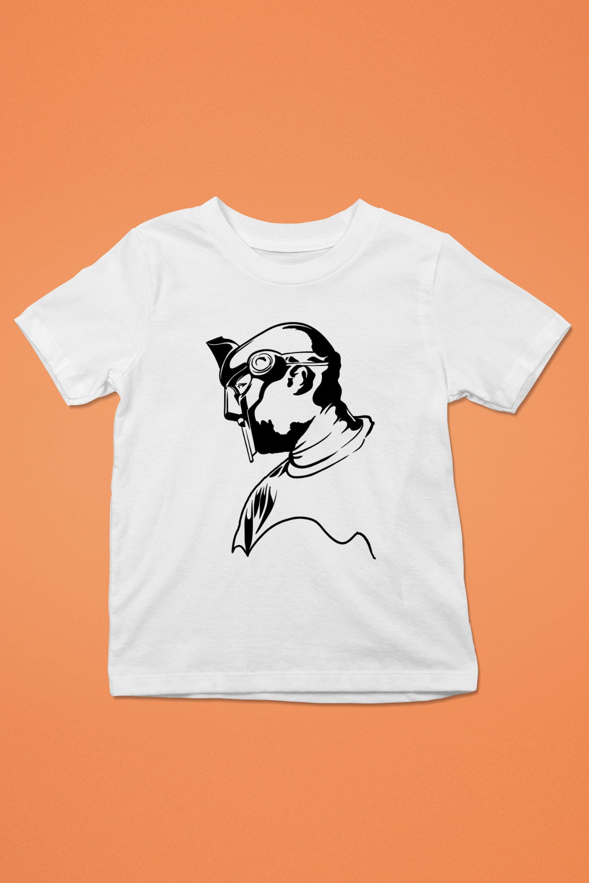 Mf Doom Baskılı Beyaz Unisex Beyaz Çocuk Tişört - Tshirt