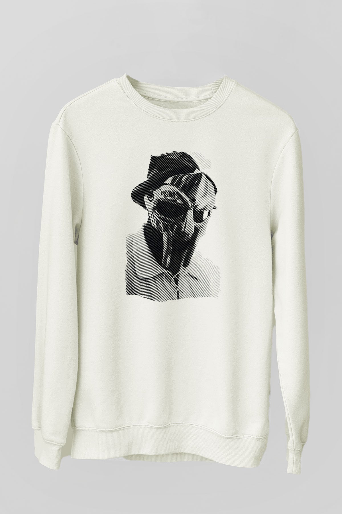 Mf Doom Baskılı Beyaz Unisex Sweatshirt