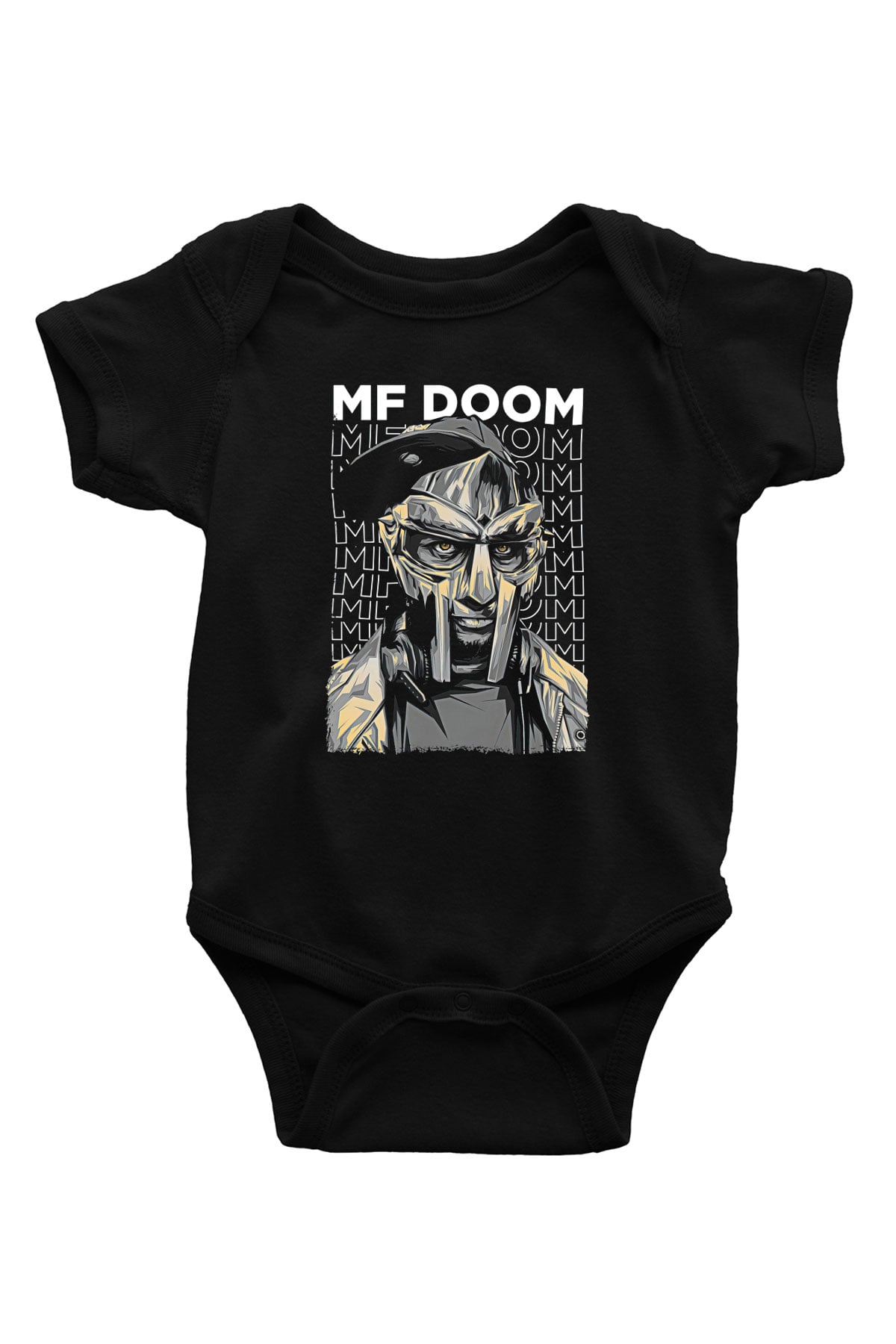 Mf Doom Baskılı Unisex Siyah Bebek Body - Zıbın