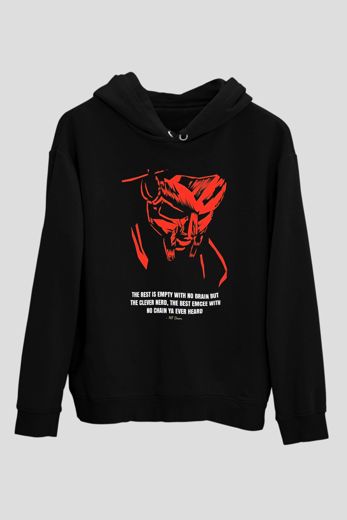 Mf Doom Baskılı Unisex Siyah Hoodie